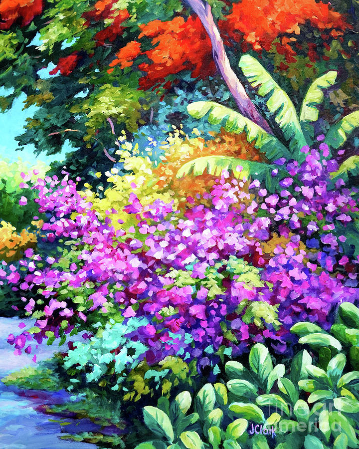 Flower Painting - Scene with Bougainvillea by John Clark