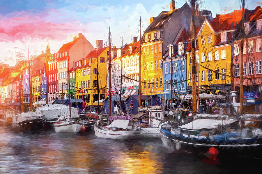 Scenes of Nyhavn Copenhagen Denmark Painterly Photograph by Carol Japp