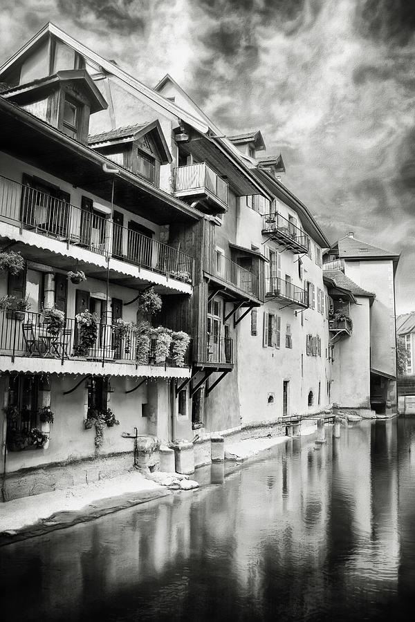 Architecture Photograph - Scenes of Old Annecy France Black and White by Carol Japp