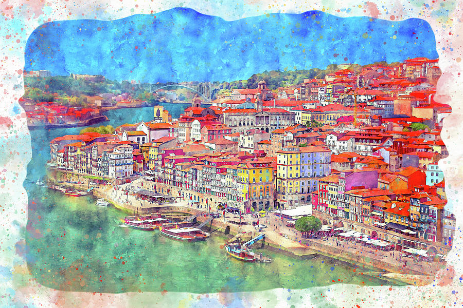 Scenes of Old Porto Portugal Watercolor Photograph by Carol Japp