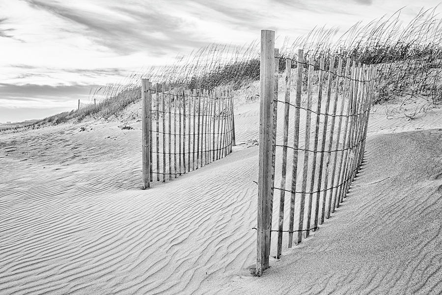 Sunset Photograph - Scenic Atlantic Beach NC - Sand Fences by Bob Decker