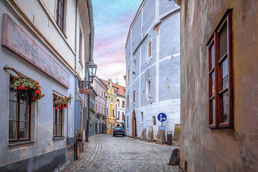 Scenic Colorful Street Of Old Town Of Cesky Krumlov Photograph