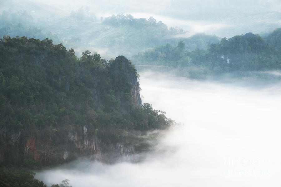 Scenic foggy valley at sunrise Photograph by Thanayu Jongwattanasilkul ...