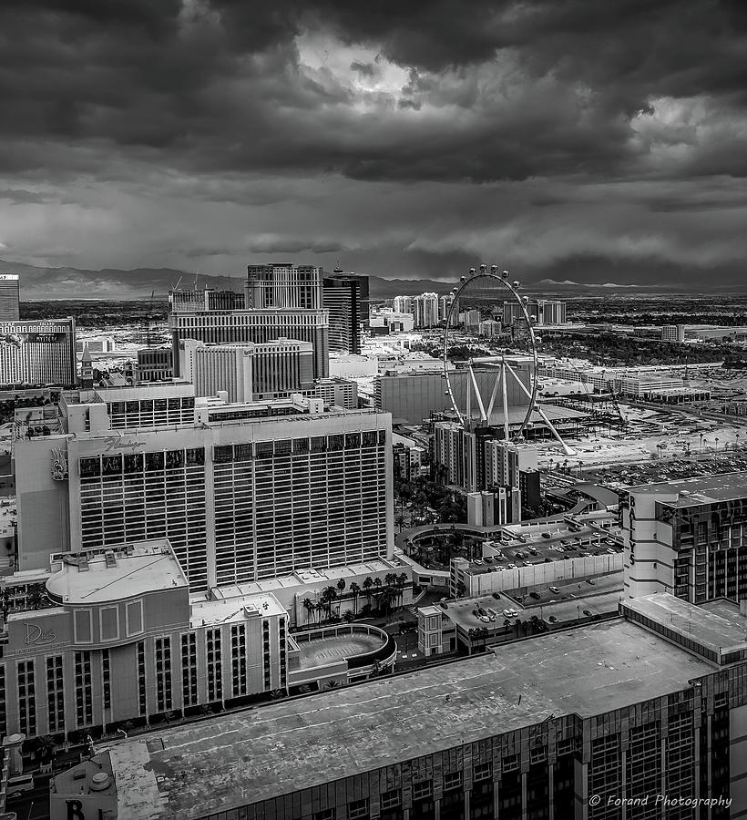 Scenic Las Vegas View Bw Photograph