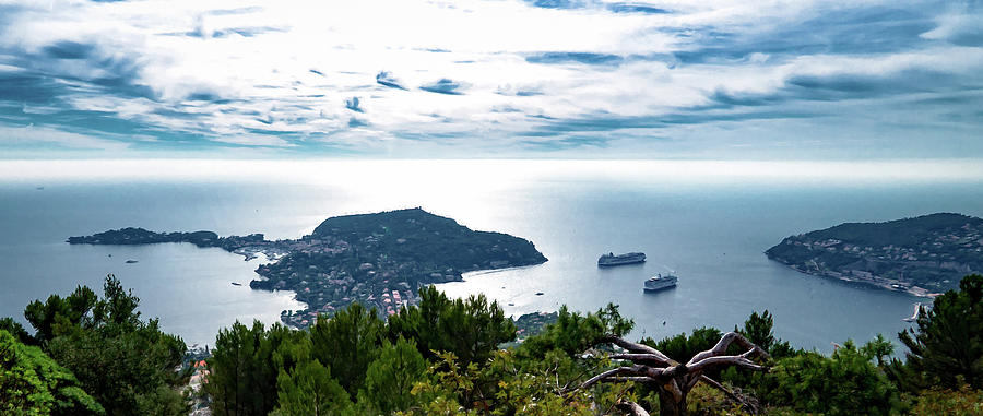 Scenic sky over Cap Ferrat and Villefranche sur mer bay on the French Riviera Photograph by Jean-Luc Farges
