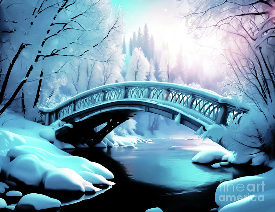 Scenic Snow Bridge Digital Art by Eddie Eastwood