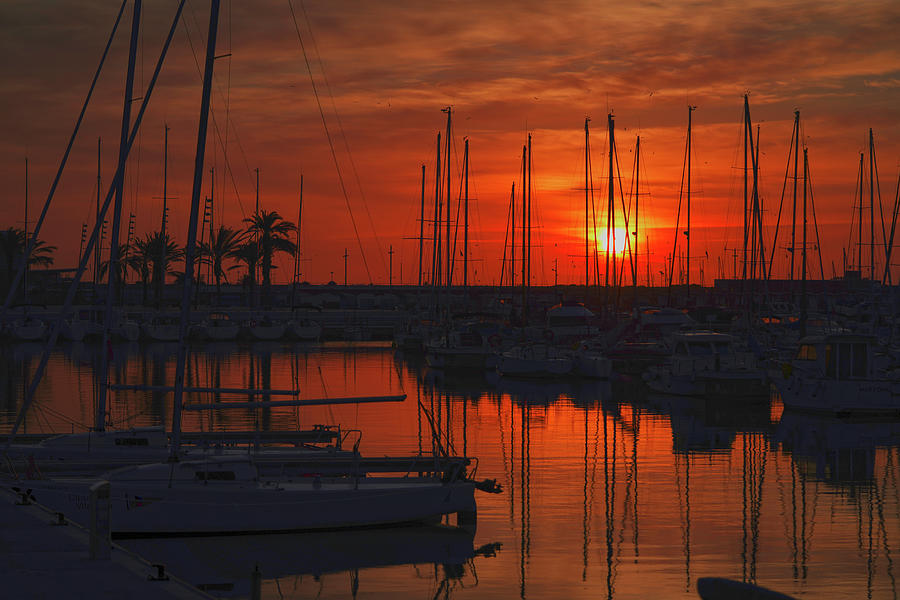Scenic Sunrise At The Port Of Vilanova I La Geltru Photograph
