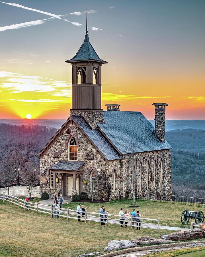 Wedding Chapel Photograph - Scenic Sunset At Top of The Rock - Ridgedale Missouri by Gregory Ballos