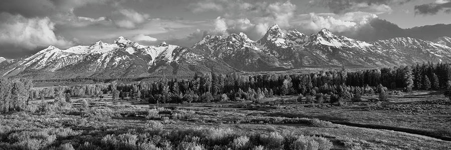 Scenic view of snake river with mountain range in the background, Snake River, Teton Range, Grand Te Photograph by Panoramic Images
