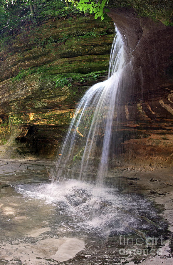Scenic View Under Side Waterfall La Salle Canyon Starved Rock IL Photograph by Pete Klinger