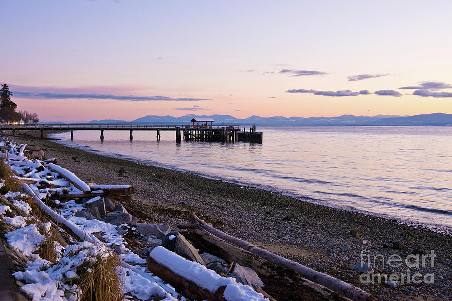 Scenic Winter Sunset at Davis Bay Pier Photograph by Maria Janicki