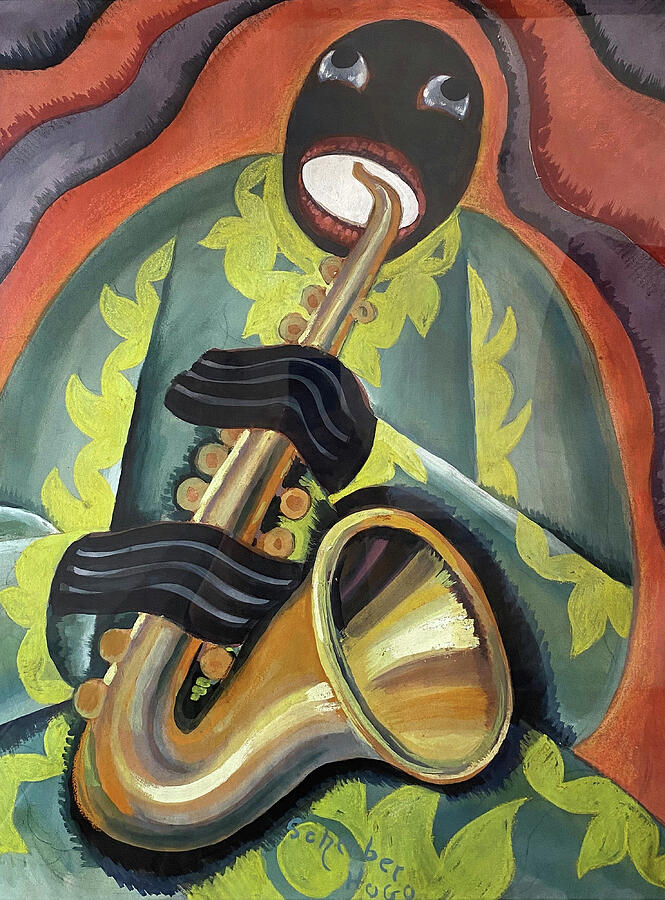 Scheiber Hugo paintings - Jazz musician with saxophone, art deco portrait Painting by Scheiber Hugo Scheiber Hugo paintings - Jazz musician with saxophone, art deco portrait Painting by Scheiber Hugo