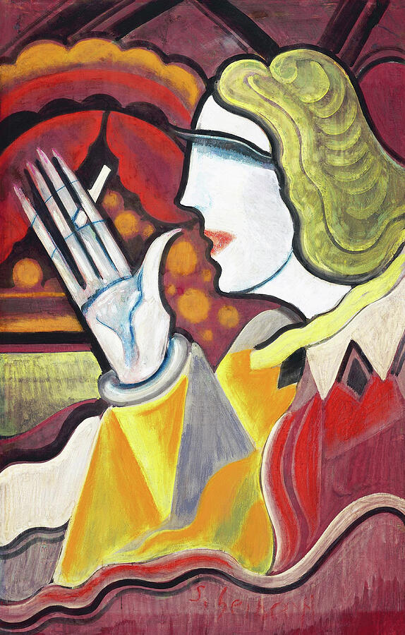 Scheiber Hugo paintings - Lady in a bar, art deco portrait Painting by Scheiber Hugo Scheiber Hugo paintings - Lady in a bar, art deco portrait Painting by Scheiber Hugo