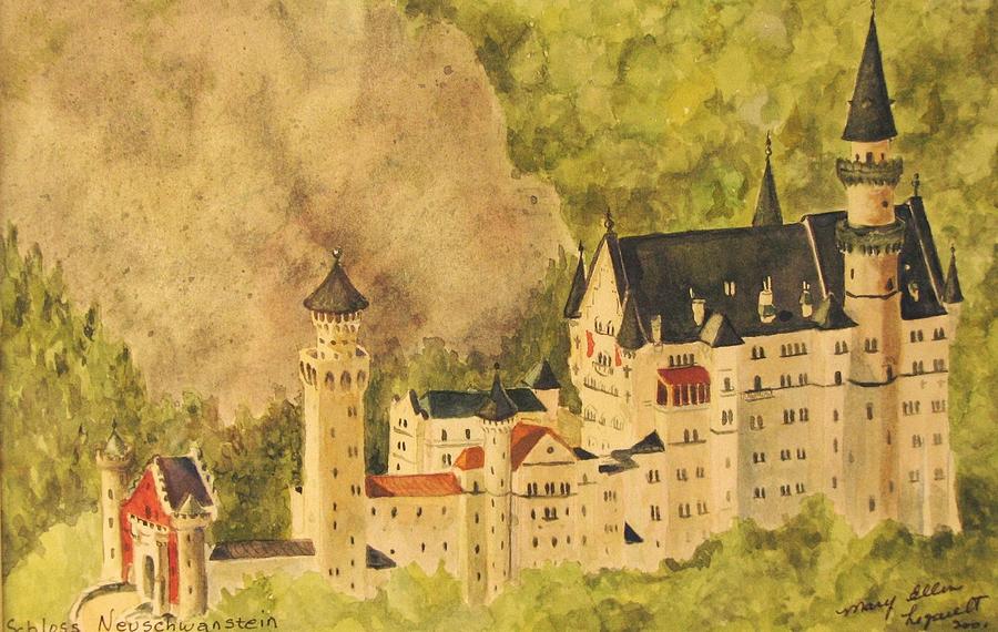 Castle Painting - Schloss Neuschwanstein by Mary Ellen Mueller Legault