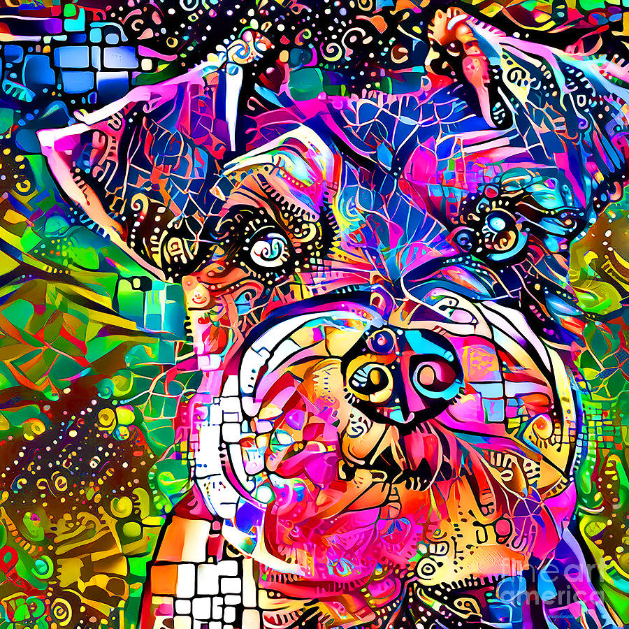 Schnauzer Dog in Whimsical Modern Art 20211219 v2 square Photograph by Wingsdomain Art and Photography