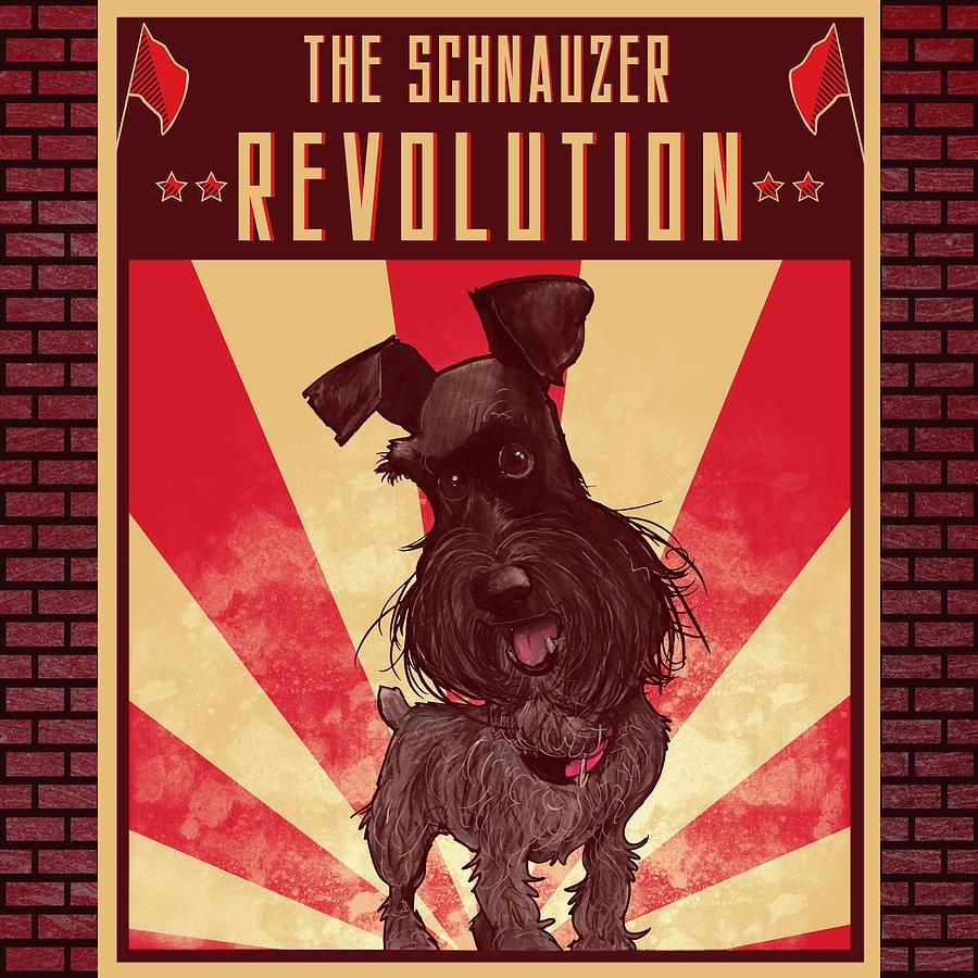 Schnauzer REVOLUTION  Drawing by Canine Caricatures By John LaFree