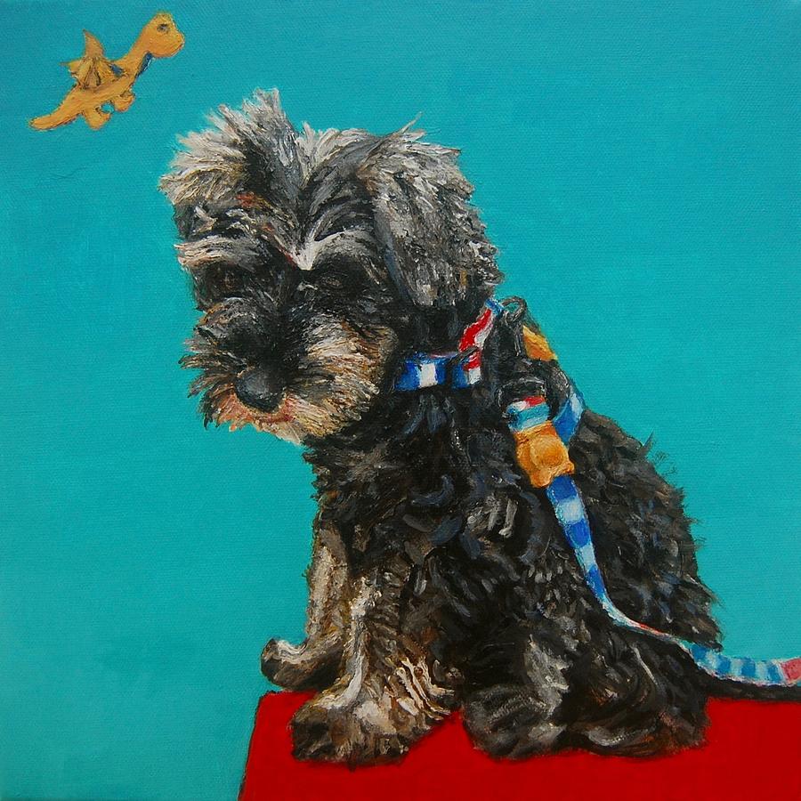 Schnauzer Puppy Painting by Yen