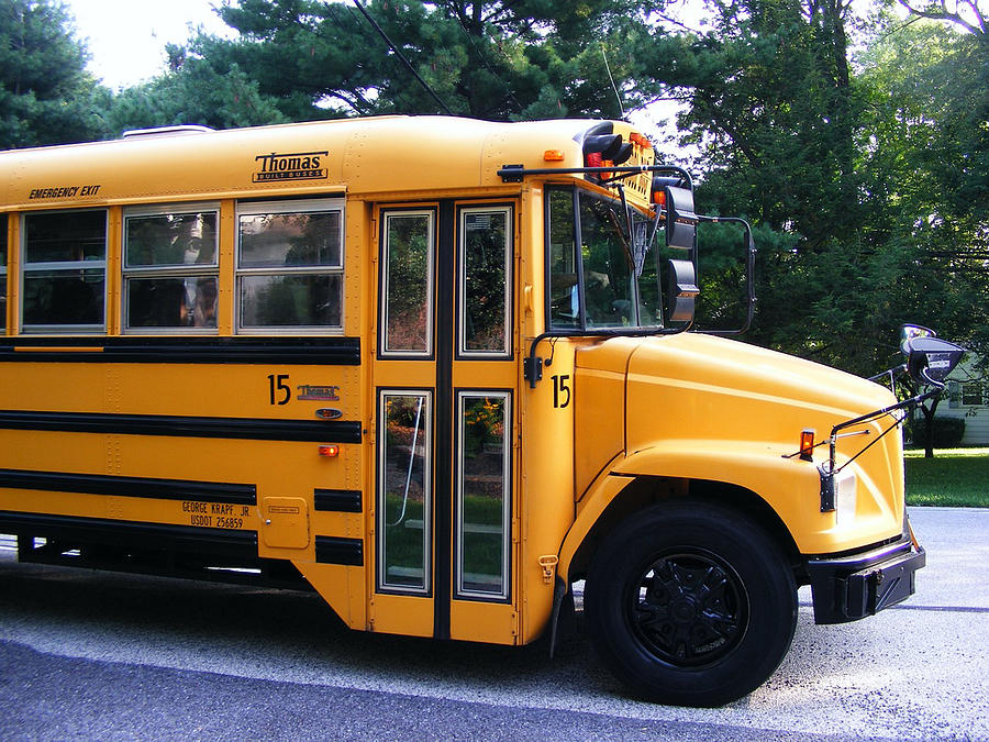 School Bus Photograph - School Bus Windows by Sandi OReilly