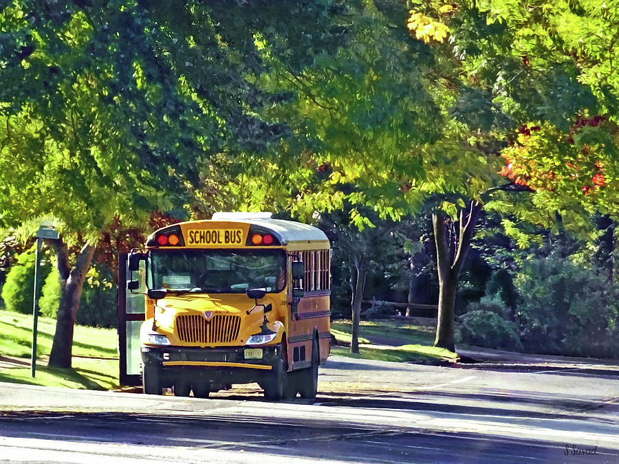 School Bus With Open Door Photograph by Susan Savad