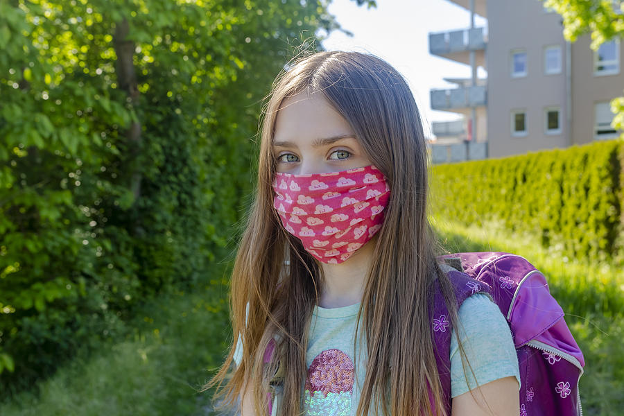 School Girl With Homemade Protective Mask Photograph by Lacaosa