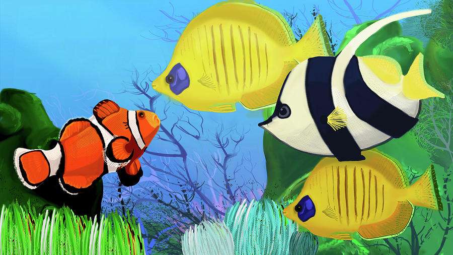 School of fish Digital Art by Rose Lewis