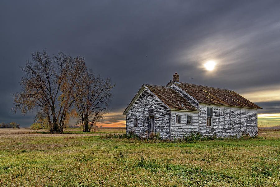Schools Out Forever -  abandoned country schoolhouse near Minnewaukan ND Photograph by Peter Herman