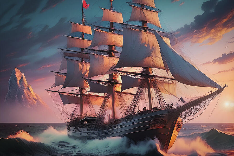 Sunset Photograph - Schooner - 1 by Pete Federico Sunset Photograph - Schooner - 1 by Pete Federico