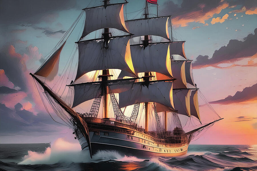 Sunset Photograph - Schooner - 2 by Pete Federico Sunset Photograph - Schooner - 2 by Pete Federico