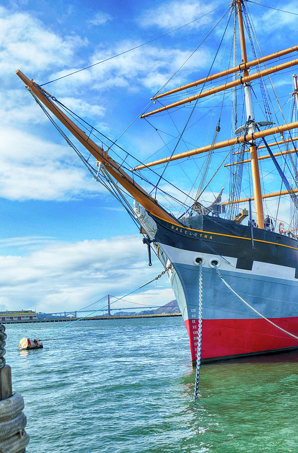 Square rigged Balclutha at anchor Photograph by Steve Estvanik