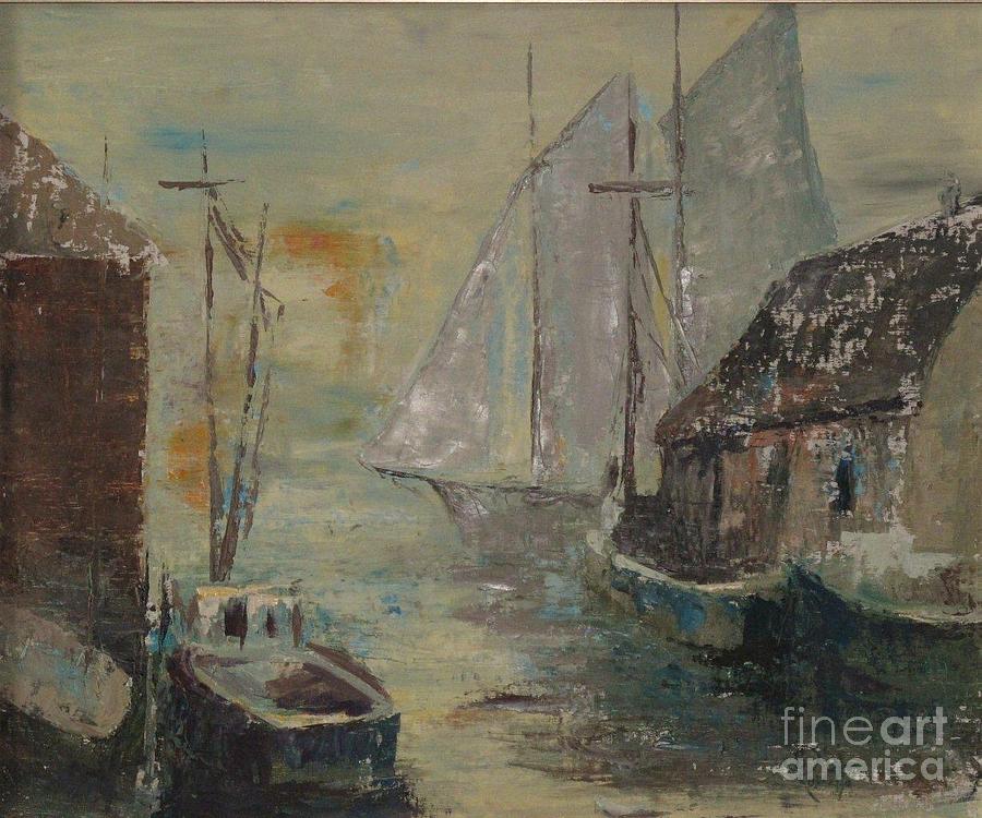 Schooner in the Harbor Painting by B Rossitto