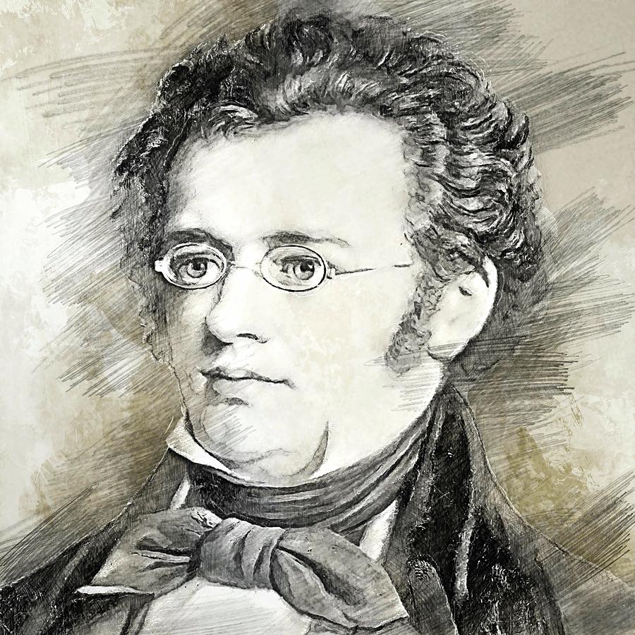 Schubert Franz Pencil Drawing Drawing by Bechtelar Natalia