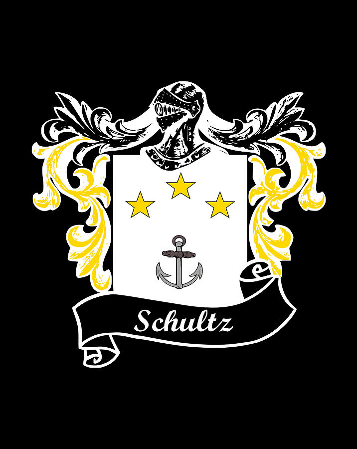 Schultz Coat Of Arms Surname Last Name Family Crest Drawing by Lucy Wilk