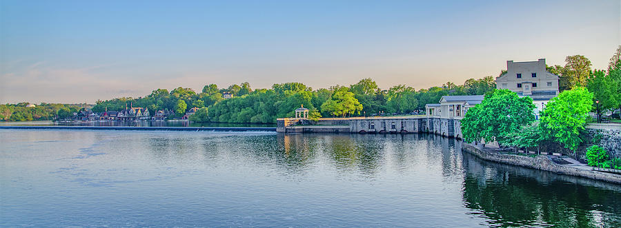 Schuylkill River Panorama - Boathouse Row and Waterworks Photograph by Bill Cannon