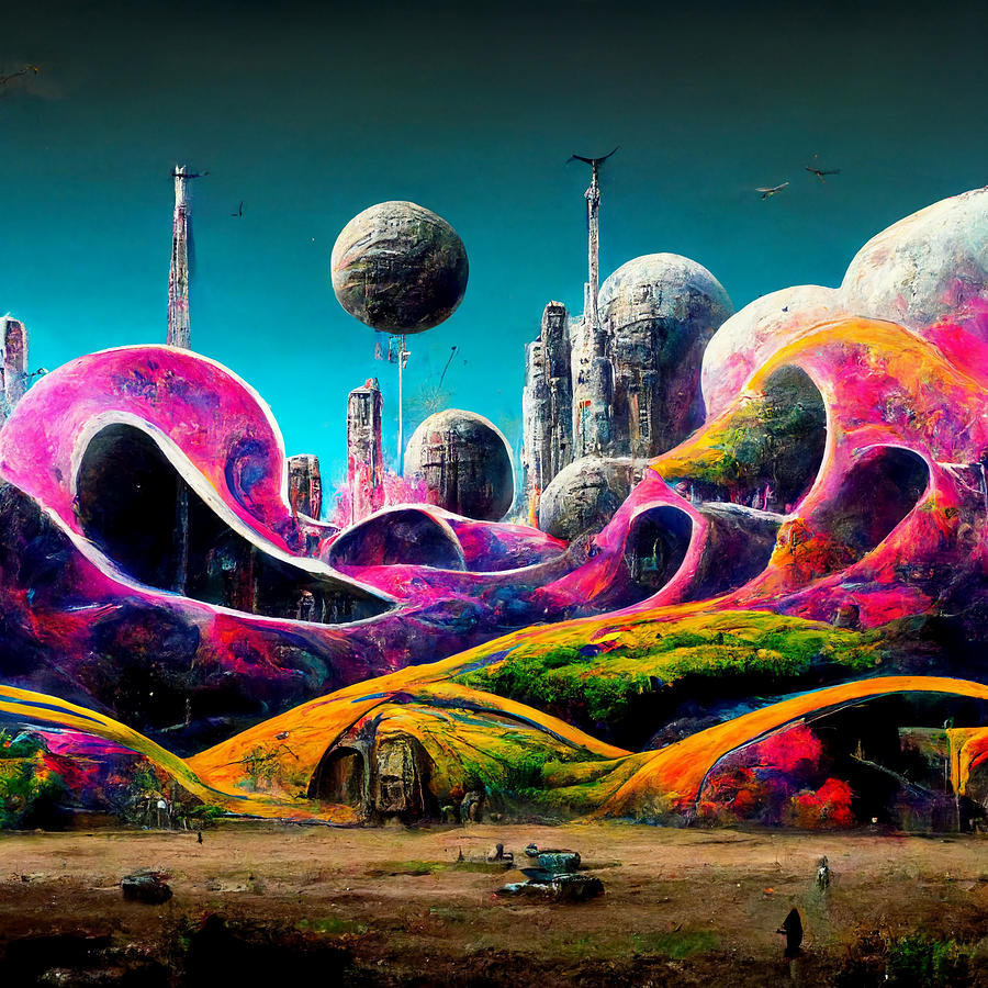 Sci  Fi  3d  Graffity  Landscape  With  A  Graffiti  Gi  83c266e5  97e5  45a5  A059  284c7b519e67 Painting