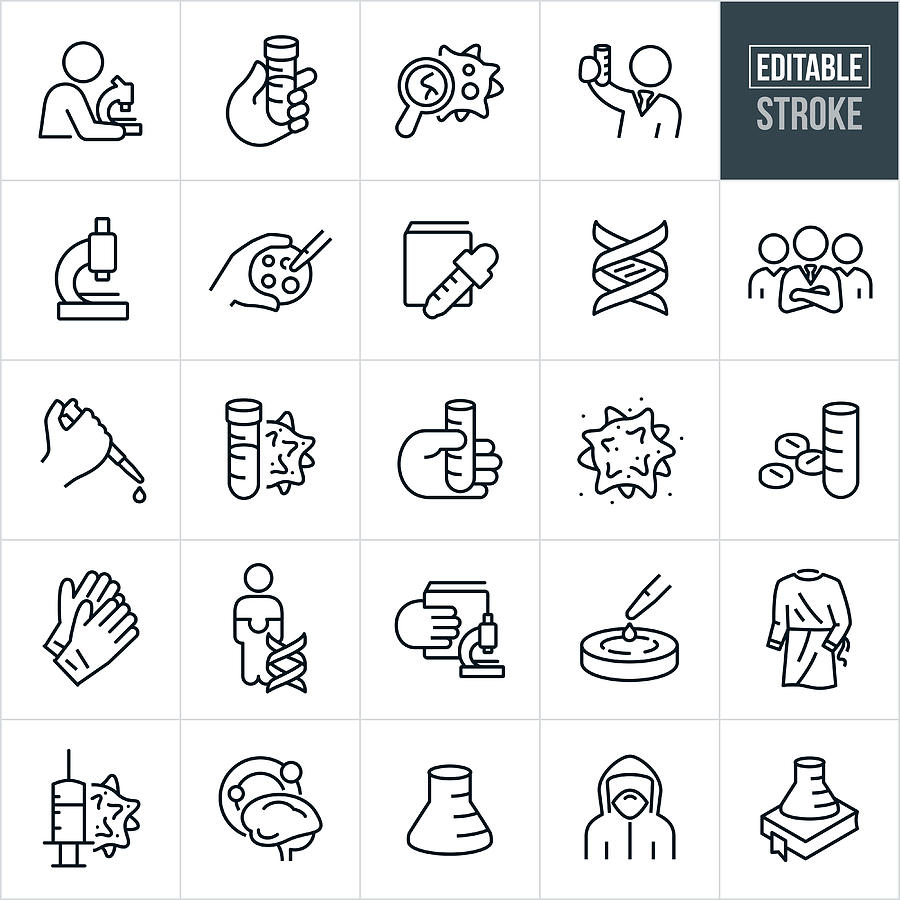 Science and Laboratory Thin Line Icons - Editable Stroke Drawing by Appleuzr