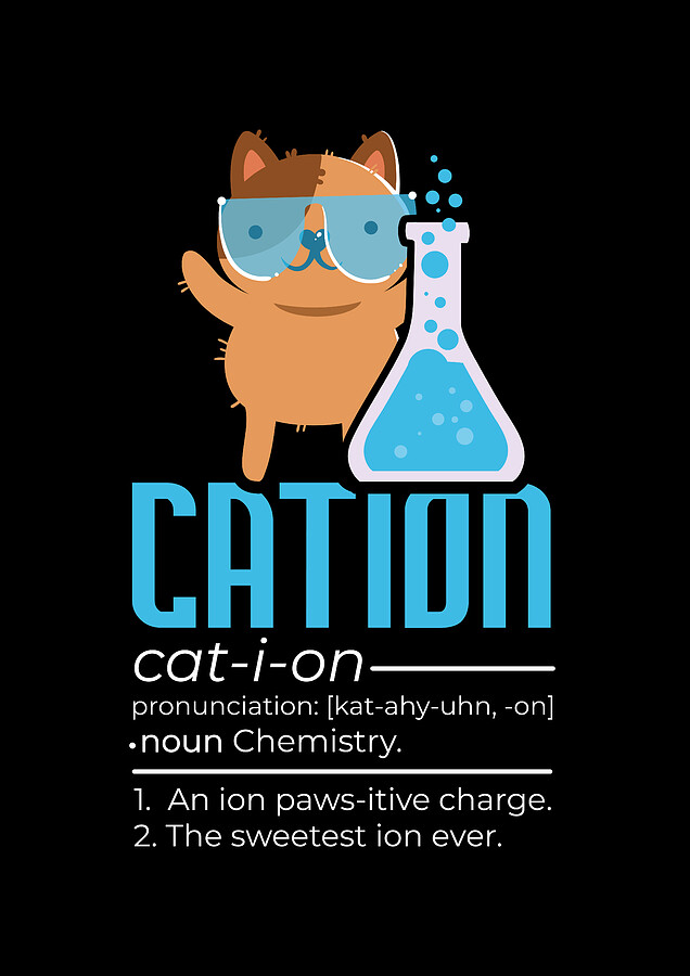 Science Cat Cation Chemistry Pawsitive Element Digital Art by Maximus Designs