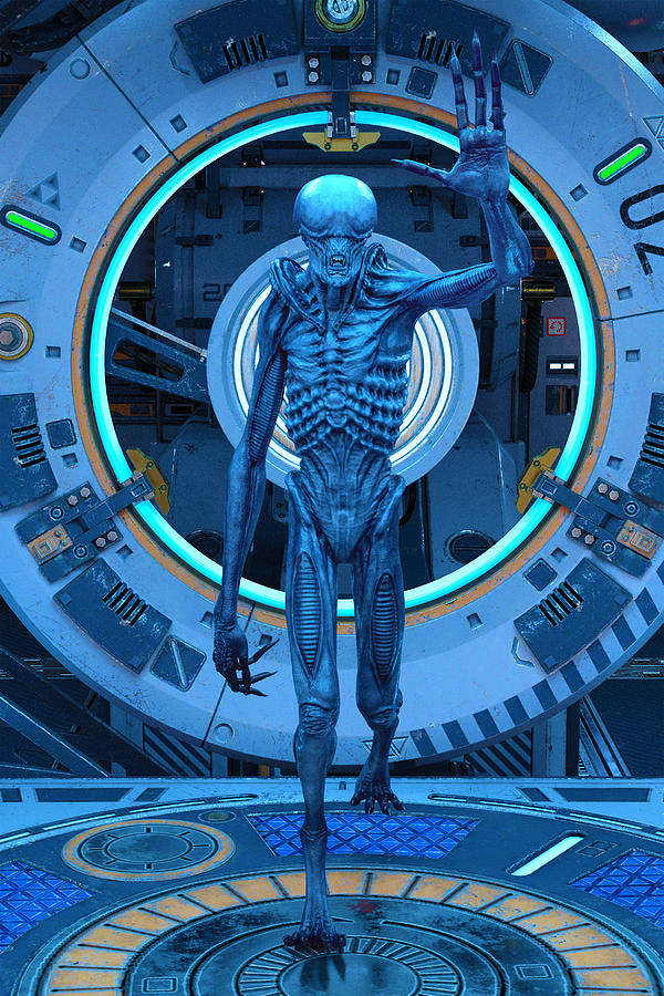 Science Fiction Alien Teleportation Inside A Spaceship 3 Digital Art by