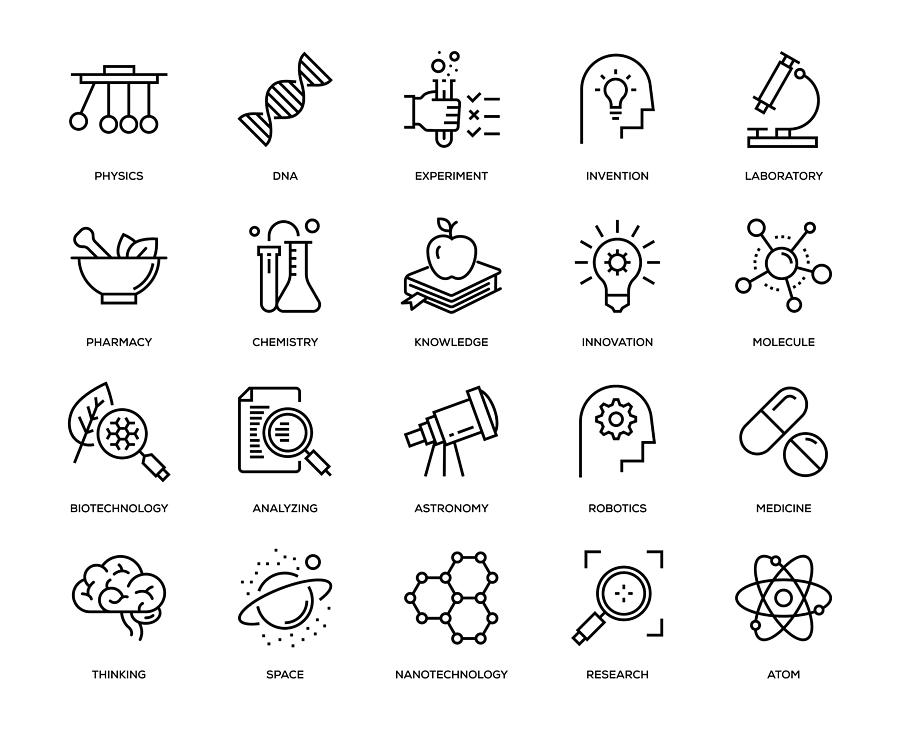 Science Icon Set Drawing by Enis Aksoy