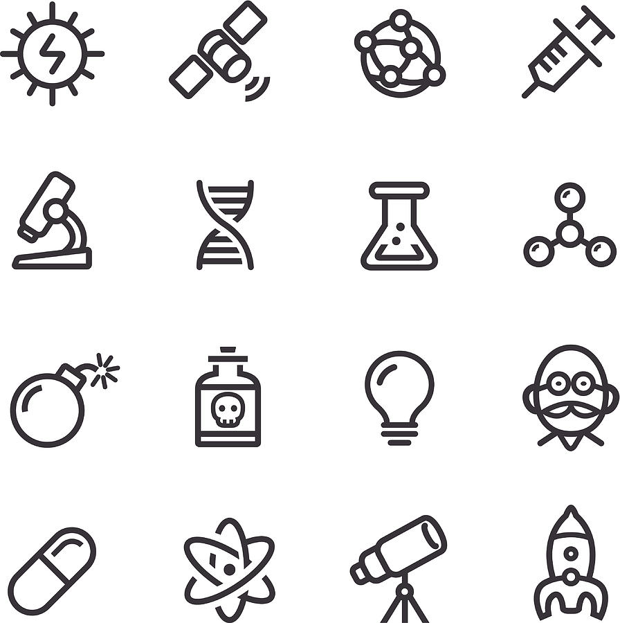 Science Icons - Line Series Drawing by -victor-