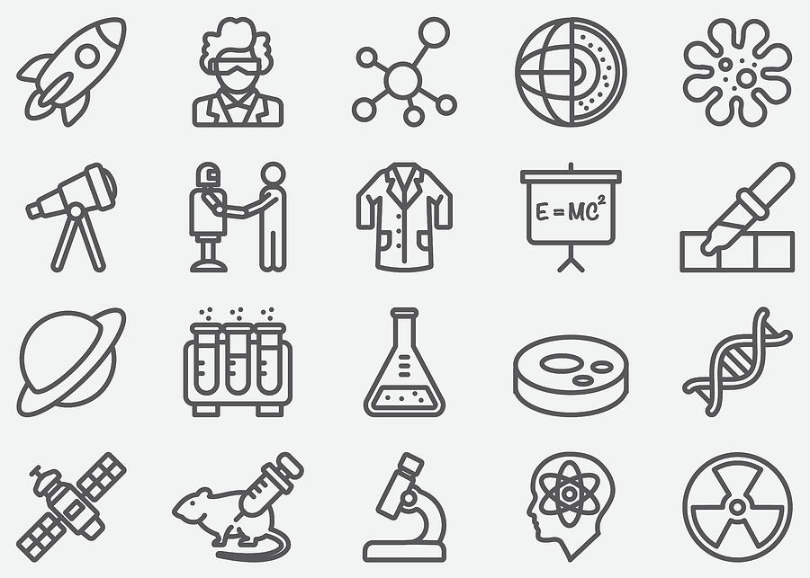 Science Line Icons Drawing by LueratSatichob