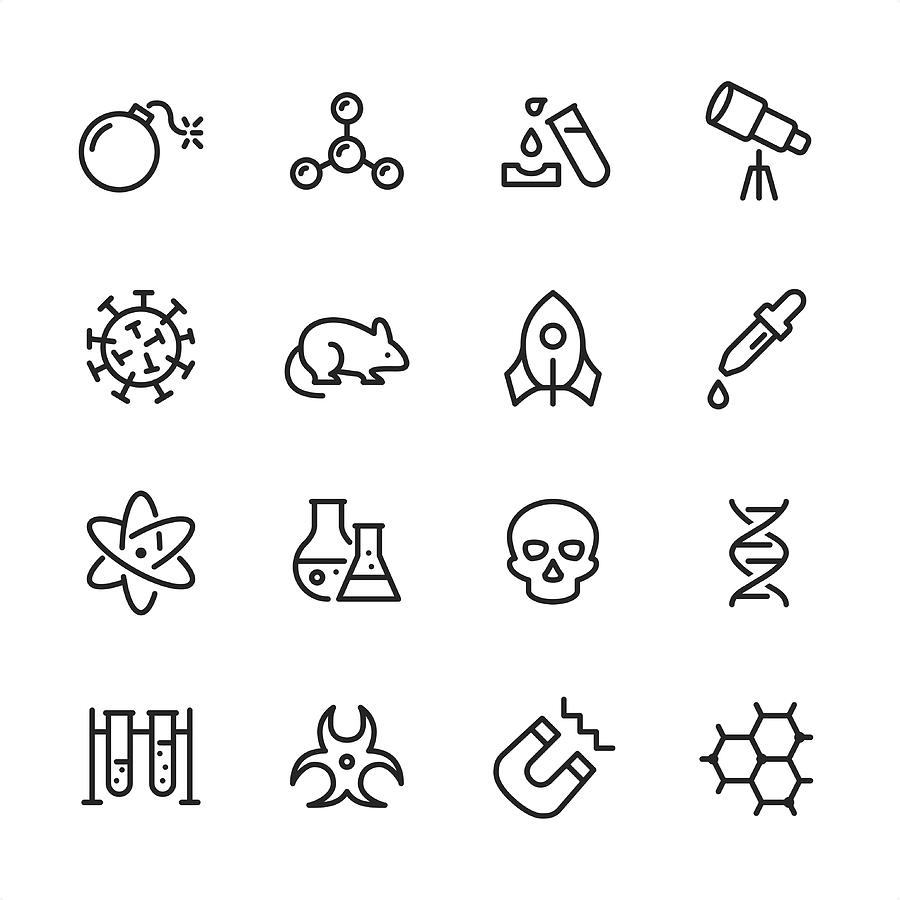 Science - outline icon set Drawing by Lushik