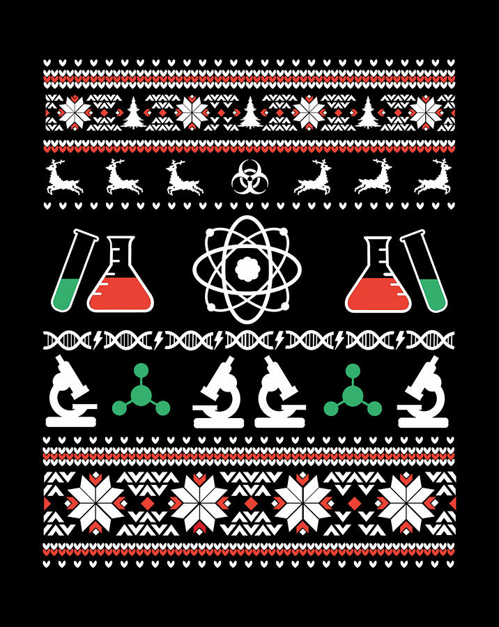 Science Scientist Ugly Sweater Funny Christmas Tee T shirt Sweatshirt Pullover Hoodie Digital 