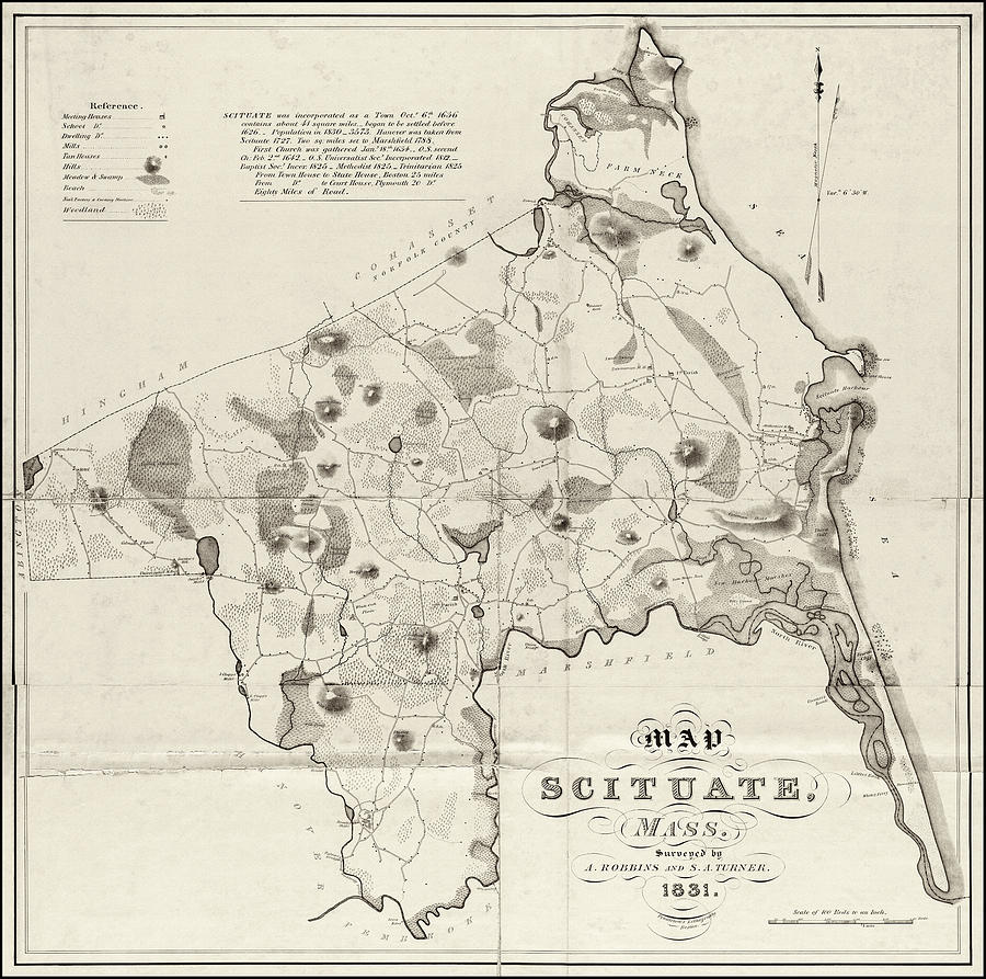 Scituate Massachusetts Vintage Map 1831 Photograph by Carol Japp