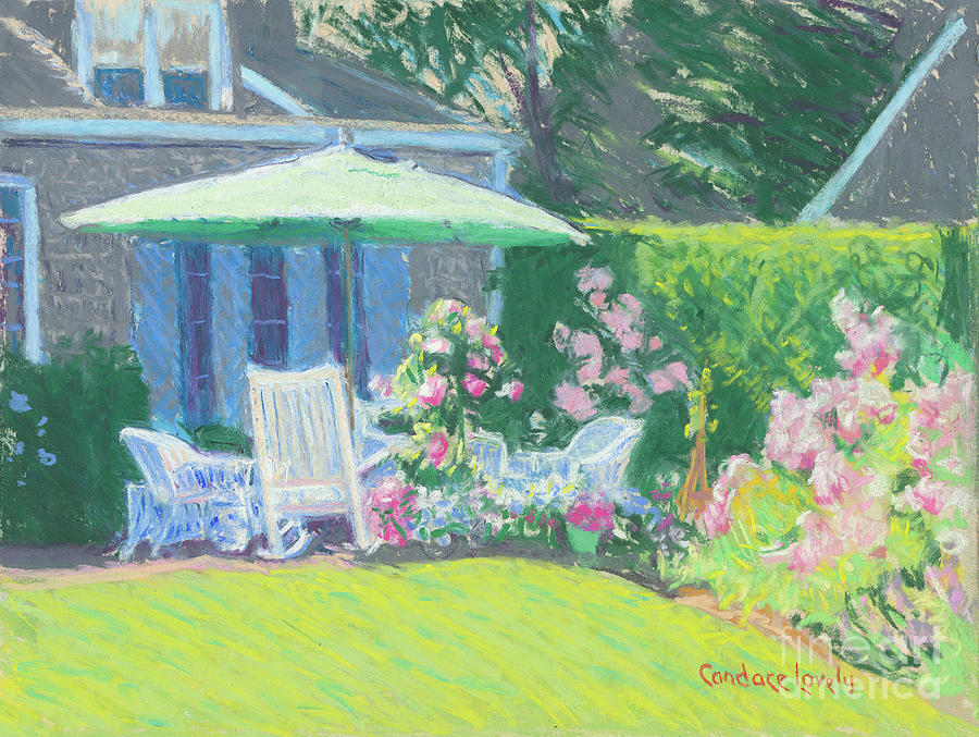 Sconset Garden Umbrella Painting by Candace Lovely