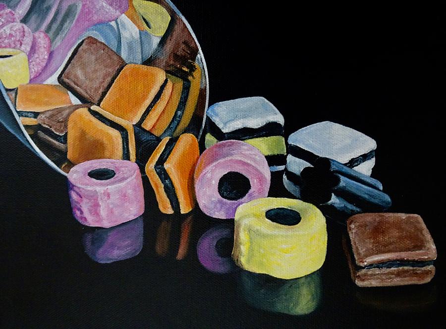 Candy Painting - Scoop of licorice allsorts Candy by Lillian  Bell