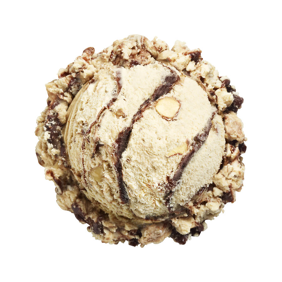 Scoop of Mocha Almond Ice Cream on White Photograph by Annabelle Breakey