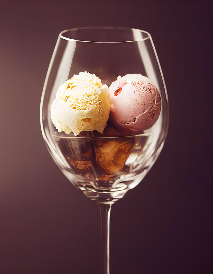 Scoops Of Ice Cream In Wine Glass Digital Art by Craig Boehman