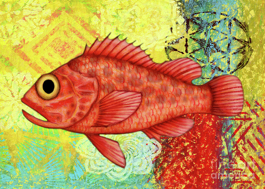 Scorpionfish Abstract Painting by Amy E Fraser
