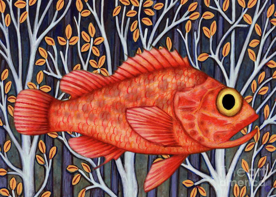 Scorpionfish In The Waterweeds Painting by Amy E Fraser