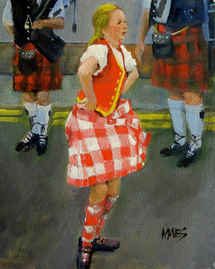 Scotish lass dancing Painting by Walt Maes